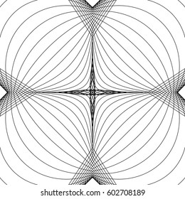 Radial lines with deformation effect. Radiating distorted mesh, grid