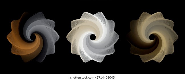 Radial lines with dots logo. Abstract Colorful Swirl Illustration in a round flower shape