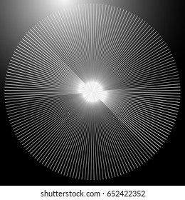Radial lines element. Abstract geometric illustration. Radiating, bursting line circular pattern