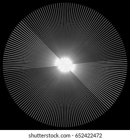Radial lines element. Abstract geometric illustration. Radiating, bursting line circular pattern