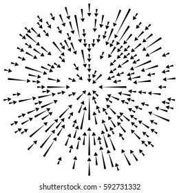 Radial lines element. Abstract radiating irregular lines