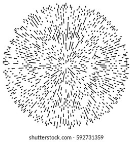 Radial lines element. Abstract radiating irregular lines