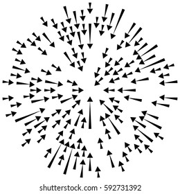 Radial lines element. Abstract radiating irregular lines