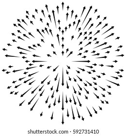 Radial lines element. Abstract radiating irregular lines