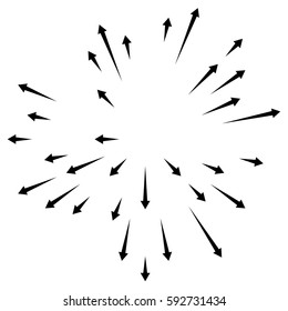 Radial lines element. Abstract radiating irregular lines