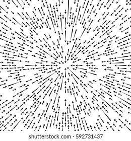 Radial lines element. Abstract radiating irregular lines