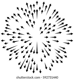 Radial lines element. Abstract radiating irregular lines