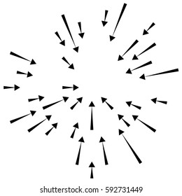 Radial lines element. Abstract radiating irregular lines