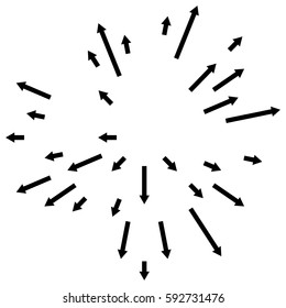 Radial lines element. Abstract radiating irregular lines