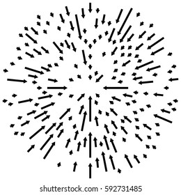 Radial lines element. Abstract radiating irregular lines