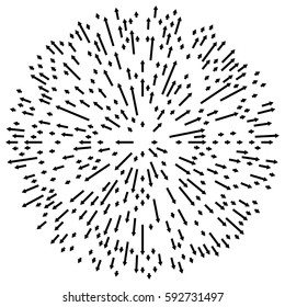 Radial lines element. Abstract radiating irregular lines