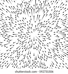 Radial lines element. Abstract radiating irregular lines