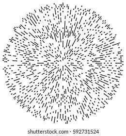 Radial lines element. Abstract radiating irregular lines