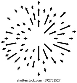 Radial lines element. Abstract radiating irregular lines