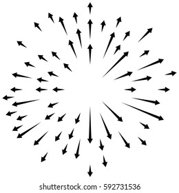 Radial lines element. Abstract radiating irregular lines