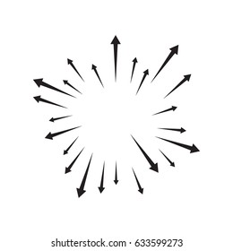 Radial lines element. Abstract radiating irregular lines