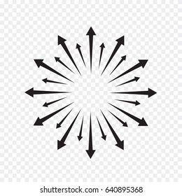 Radial lines element. Abstract radiating irregular lines