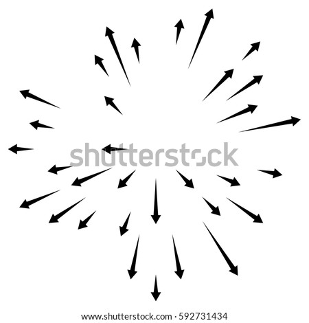 Radial lines element. Abstract radiating irregular lines