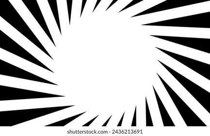 Radial lines frame pattern element. Monochrome abstract background template
