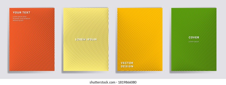 Radiale Linien halftone Gitter deckt Vektorgrafik. Cool Broschüren Titelseiten Layouts. Banner, Plakate, Flyer-Hintergründe mit Farbverlauf-Mustern der Hälfte. Intersektierende Kreise drucken.