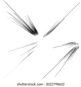 Radial lines in perspective. Comic FX dynamic lines. Firework, 3D vanishing lines