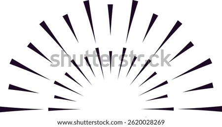 Radial lines radiating outward form an elegant semicircle shape against a clean white background, creating a captivating abstract geometric pattern with a modern touch