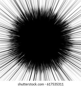 Radial lines rays, beams abstract illustration. Radiating random lines concentric pattern.