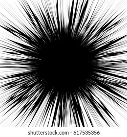 Radial lines rays, beams abstract illustration. Radiating random lines concentric pattern.