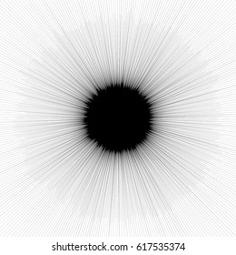 Radial lines rays, beams abstract illustration. Radiating random lines concentric pattern.