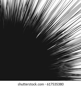 Radial lines rays, beams abstract illustration. Radiating random lines concentric pattern.