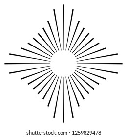 Radial lines, rays, beams circular pattern. Sunburst, starburst with concentric irregular lines. Vector illustration