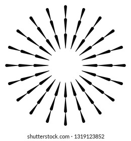 Radial lines, rays, beams circular pattern. Sunburst, starburst with concentric irregular lines. Vector illustration