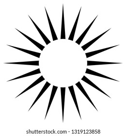 Radial lines, rays, beams circular pattern. Sunburst, starburst with concentric irregular lines. Vector illustration