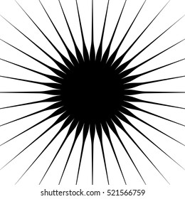 Radial lines, rays, beams circular pattern. Sunburst, starburst with concentric irregular lines