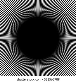 Radial lines, rays, beams circular pattern. Sunburst, starburst with concentric irregular lines
