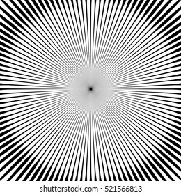 Radial lines, rays, beams circular pattern. Sunburst, starburst with concentric irregular lines