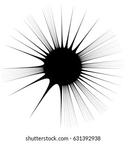 Radial lines, rays with distortion. Abstract geometric element.