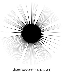 Radial lines, rays with distortion. Abstract geometric element.