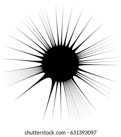 Radial lines, rays with distortion. Abstract geometric element.