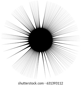Radial lines, rays with distortion. Abstract geometric element.