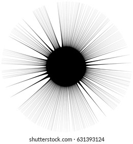 Radial lines, rays with distortion. Abstract geometric element.