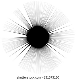 Radial lines, rays with distortion. Abstract geometric element.