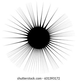 Radial lines, rays with distortion. Abstract geometric element.