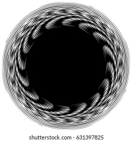 Radial lines with rotating distortion. Abstract spiral, vortex shape, element