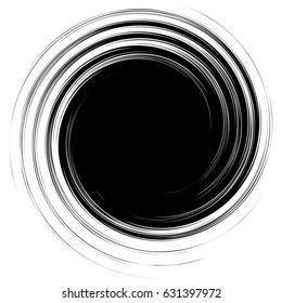 Radial lines with rotating distortion. Abstract spiral, vortex shape, element