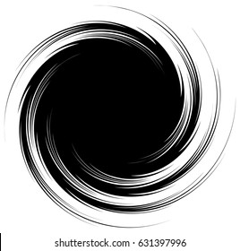 Radial lines with rotating distortion. Abstract spiral, vortex shape, element