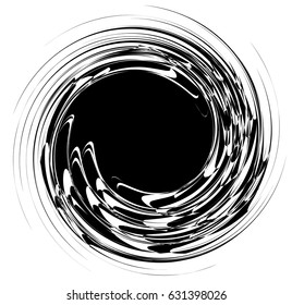 Radial lines with rotating distortion. Abstract spiral, vortex shape, element