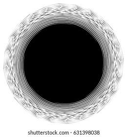 Radial lines with rotating distortion. Abstract spiral, vortex shape, element