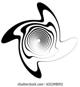 Radial lines with rotating distortion. Abstract spiral, vortex shape, element