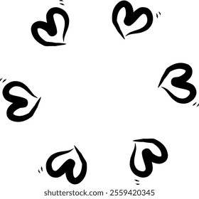 Radial love abstract handdrawn happy heart black white 